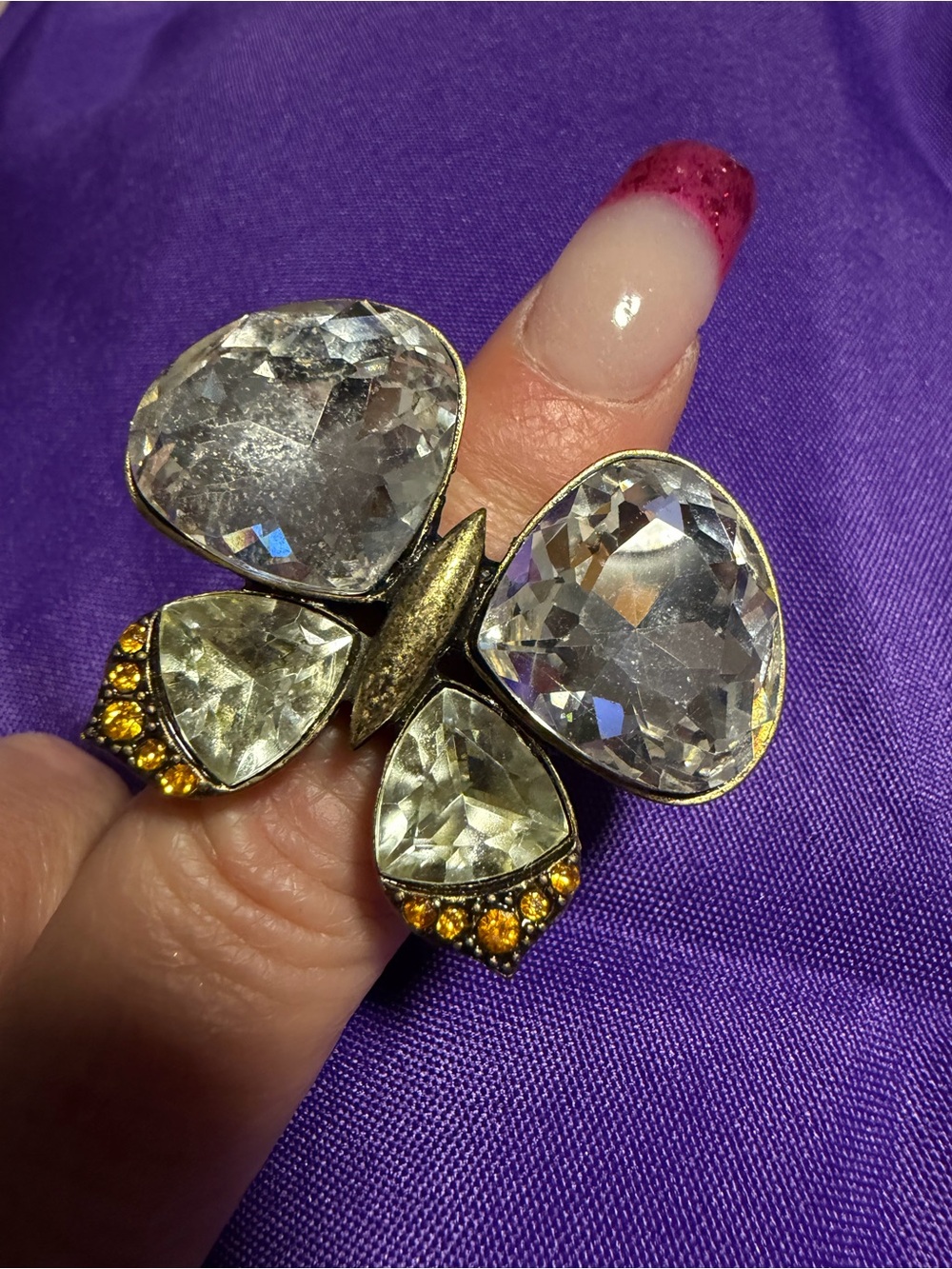 Park Lane Crystal Butterfly Statement Ring Size 8-9 New